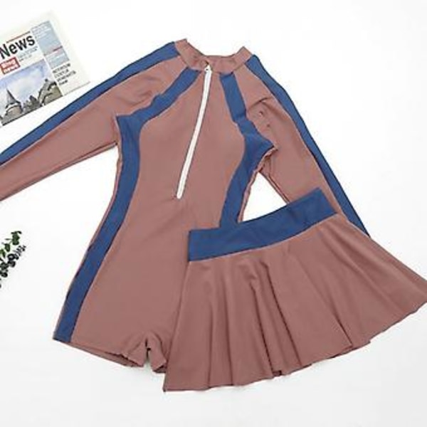 Uimapuvut lasten haalari kaksi osainen litteä kulma leggingsit lyhyellä hameella tyttöjen uimapuvut S Pink