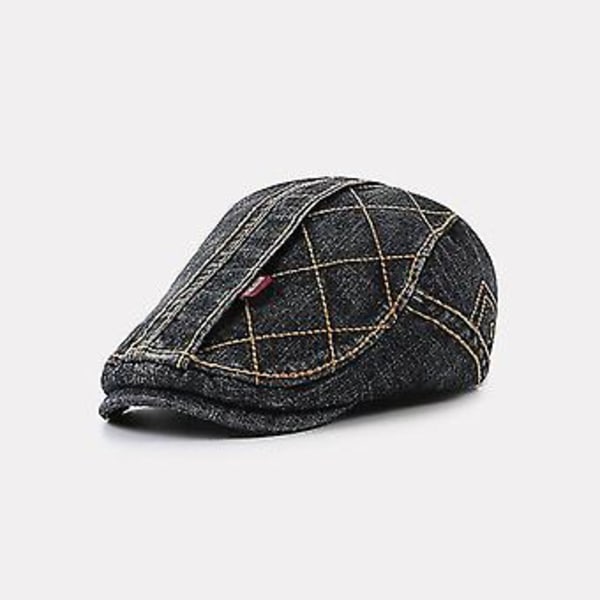 2023 Forår og Sommer Denim Ivy Hat til Dreng Pige Dame Bomuld Vask Gammel Lille Størrelse Beret Mænd Jeans Maler Hat 52-56cm (Sort)