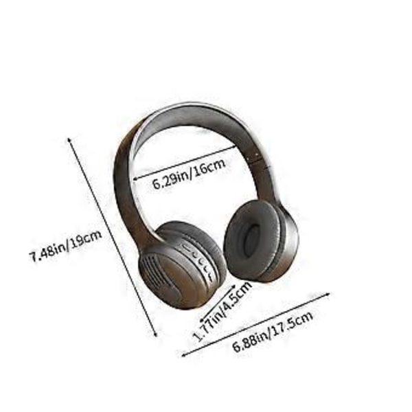 2024 Hodebårne Trådløse Bluetooth Øretelefoner - Maillard Farge Retro Musikk Ultra Lang Rekkevidde Øretelefoner (Grå)