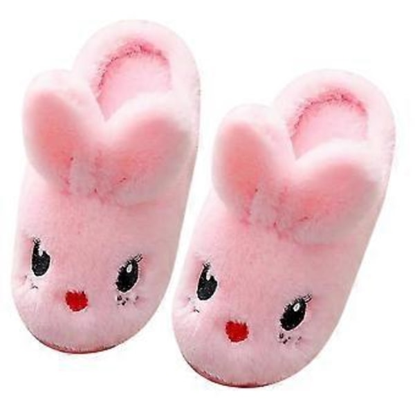 Bomulls-tofflor Vinter Varma Plysch Kanin Tofflor Söta Mysiga Fluffiga Tofflor Inomhus Varma Plysch Djurskor (34-35 rosa)