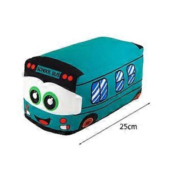 Pehmeä pehmokoulubussi Täytetty auto Lelu Valokuvarekvisiitta Halattava Koriste Syntymäpäivälahjat Tyyny Pehmuste Makuuhuoneeseen Matkalle Autoon Sohvalle (vihreä 25cm)