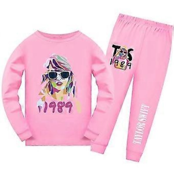 Taylor Swift Långärmad Pyjamas Set Barn Pjs Sovkläder Nattkläder Swiftie Fans Gåva (11-12 År Rosa)
