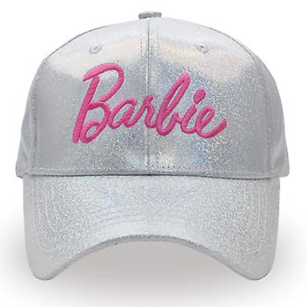 Kvindes Pige Film Barbie Laser Baseball Kasket Pink Bogstav Broderet Skinnende Justerbar Hat Julegaver (Sølv)