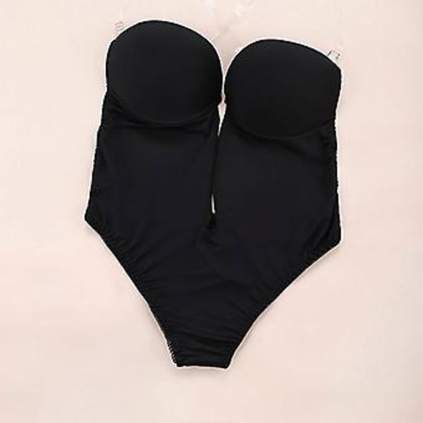 Kvinnors Sömlösa Underkläder Bodysuit Sexig Lingerie Osynlig BH Slank Kropp BH (XL Svart)