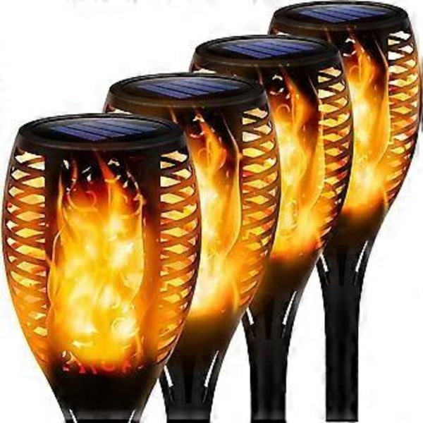 70 cm Solcellslampa med Flamma IP65 Vattentät Trädgårdslampa Solcellslampa Utomhusdekoration (4-pack)