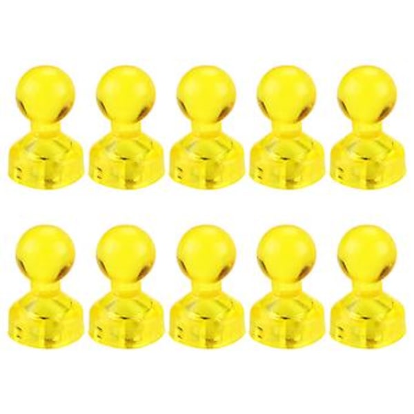 10 Magnetiske Push Pins Farverige Kortmagneter til Køleskab Kalender Hvidtavle (Gul)