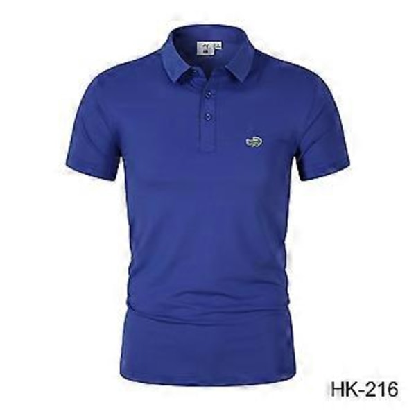 Miesten uusi kosteutta siirtävä ja nopeasti kuivuva yksivärinen pikeepaita brodeeratulla poolokauluksella (2XL sininen) Kevät/Kesä