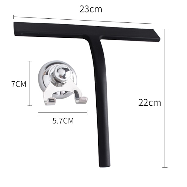 Suihkunuija imukuppitelineellä - 23 cm Musta - Ikkunanuija