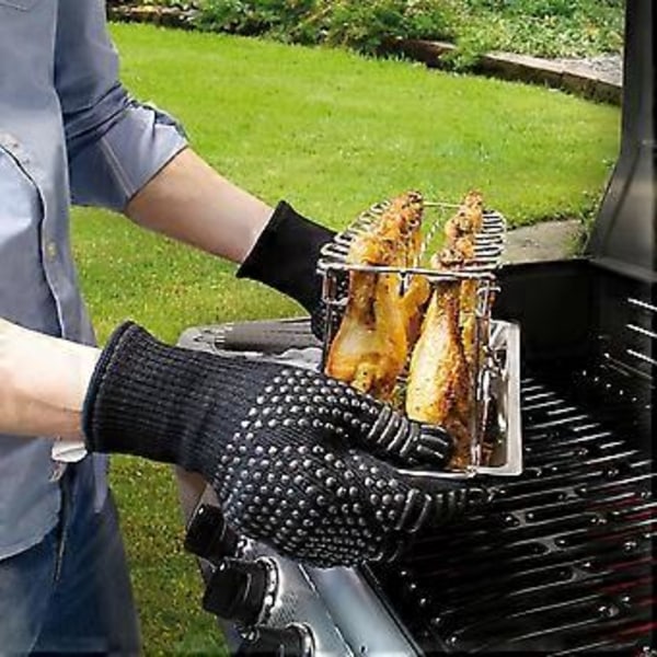 Grillhandskar, Högt Värmeskydd, Flexibla Halkfria Ugnsvantar För Matlagning Och Bakning, 1 Par