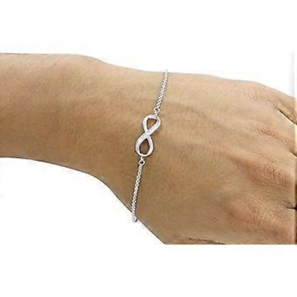 Justerbart armbånd med uendelighetskjærlighet og naturlige diamanter for kvinner i sterlingsølv (0,02 Cttw, I-J farge, I2-I3 klarhet), 7'' L +1''
