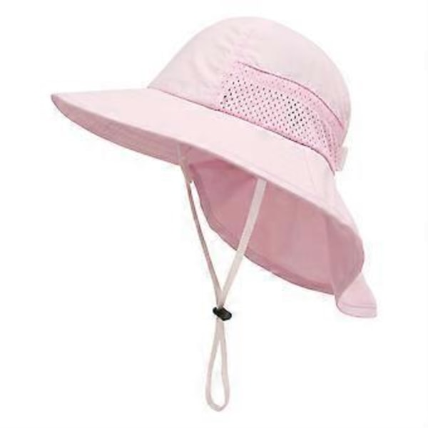 Børnehat Åndbar Solhat Unisex Babyhat Sommer Rejse Strandkasket Justerbar Børnehat til 2-6 År Børn (pink)