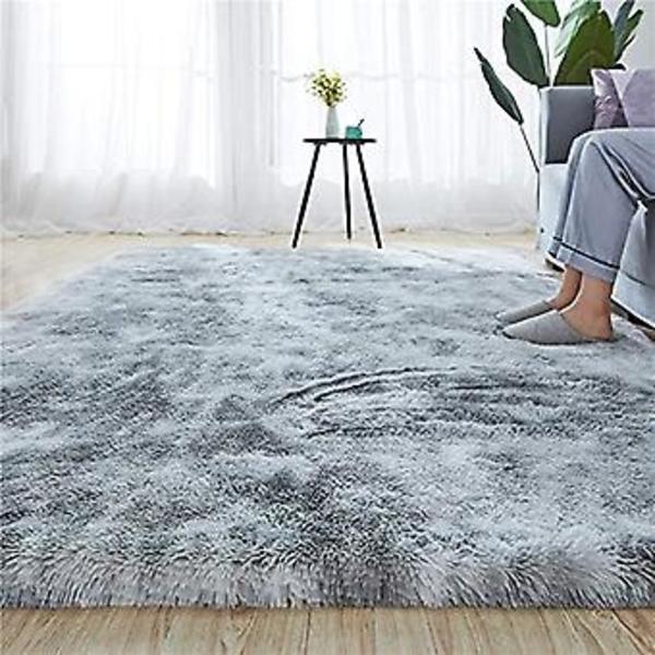 Fong Mjuk Modern Shaggy Inomhusmatta 4x6,6 för Sovrum Vardagsrum Sovsal Barnrum Hem Dekorativ, Halksäker Plysch Fluffig 2 x 4 Ft. Grå