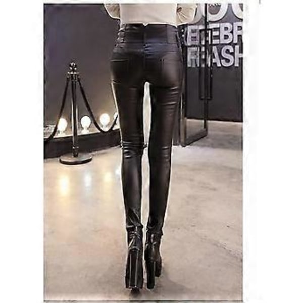 LLSB ygqzm Vinter Varme Bukser Kvinde PU Læder Fløjlsbukser Elastiske Pencil Skinny Bukser Dame Tætsiddende Bukser (M)
