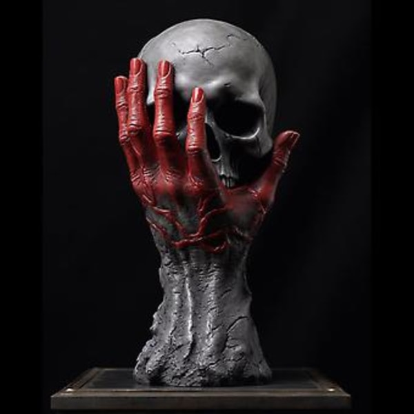 Furiös Hand Skelett Huvud Staty Resin Halloween Skrivbordsdekoration Ornament