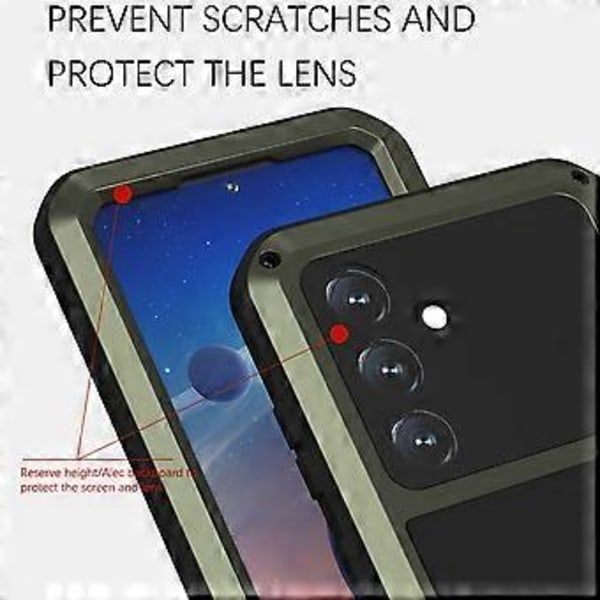 LOVE MEI Etui til Samsung Galaxy S24 Metal+Silikone Telefoncover med Hærdet Glas Film - Sølv (Sølv)