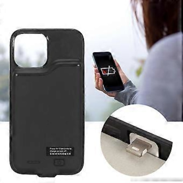 6.7 Tommer 5500mAh Batterilader Etui Ekstern Powerbank Batteriladeetui for Iphone 12 Pro Max Svart