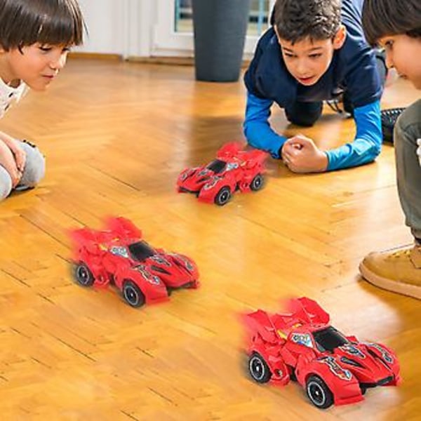 2-pack Transformerande Dinosaurie Leksaker Dinosaurie Transformer Bil Leksak Drag tillbaka Dino Race Bil Födelsedag Semester Leksak Presenter För Pojkar Och Flickor B