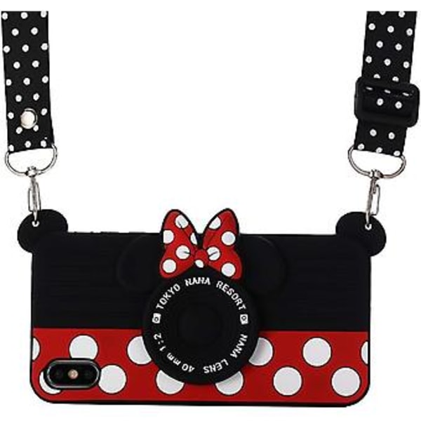 Iphone 11 Pro -kotelo narulla, Shinymore 3D söpö pehmeä silikoninen piirretty Minnie Mouse -kamerasuunnittelu kotelo Iphone 11 Pro:lle