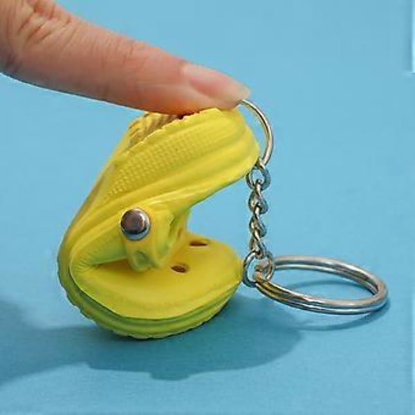 Sød Sko Formet Nøglering Mini Tøfler Nøglering Vedhæng Sko Dekoration DIY Håndværk (Hvid)