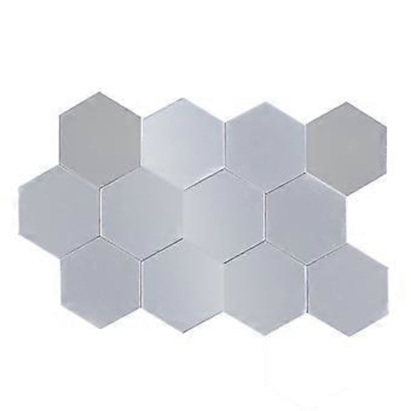 12 stk. Hjemmeindretning Gang Hexagon Spejl DIY Geometriske Spejlfliser Selvklæbende Spejlvægfliser