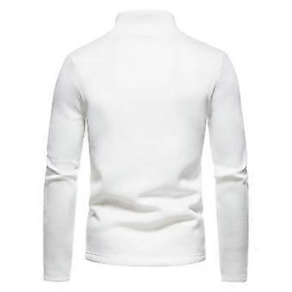 Mænd Halv Zip Høj Hals T-Shirt Langærmet Casual Trøje Base Layer Tops (S Hvid)