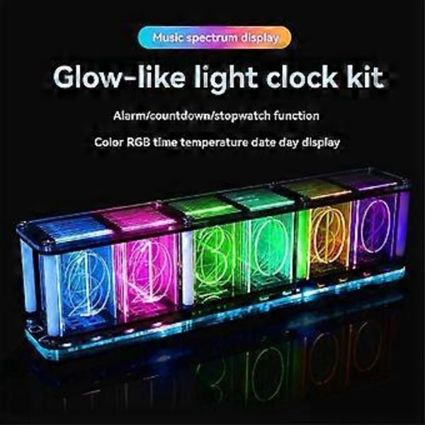 Digitaalinen LED-herätyskellopaketti, suuri fontti, 6-numeroinen elektroninen kello, musiikkispektrin moduuli, tee-se-itse, sisältää äänen