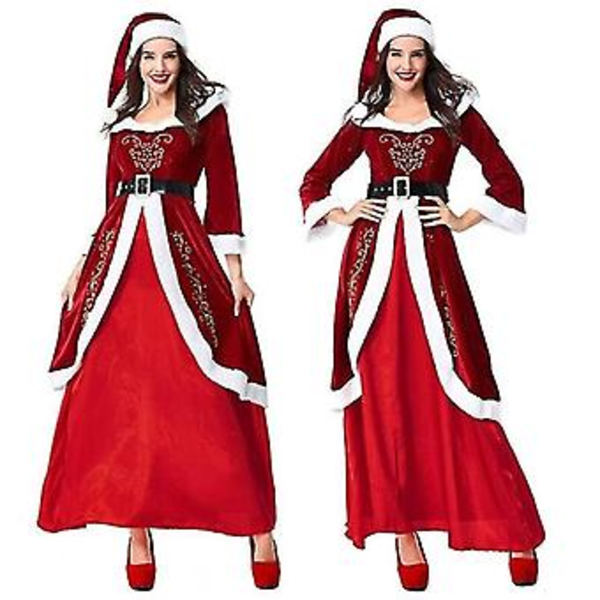 Fru Jultomte Julklänning Juldräkt Dam Cosplay Kostym Outfit Z (M)