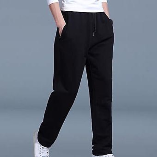 Fianao Byxor Solid Färg Rak Casual Lös Byxor med Snodd för Hemmet (5XL Grå)