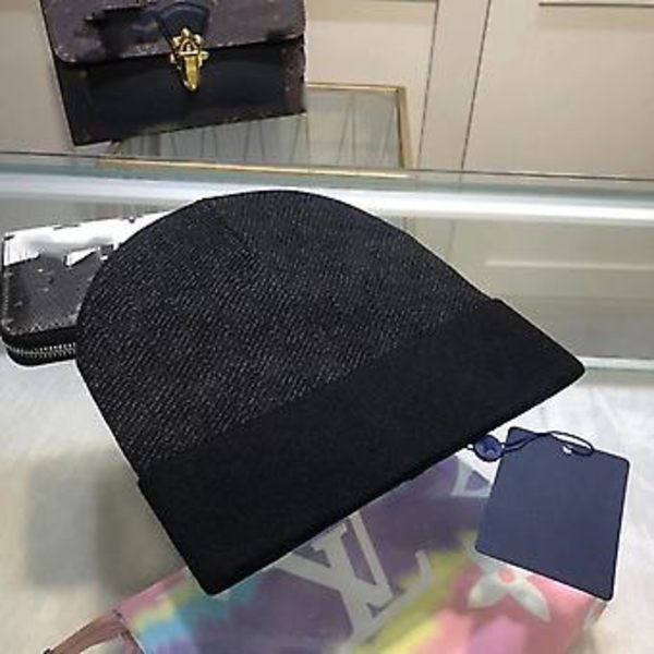 Ny ankomst Designer Letter Trykt Sjakkbrett Vinterlue Myk Varmt Strikket Beanie Hater [JKW] (Svart)