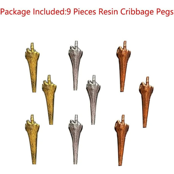 9PC Resin Cribbage Pegs, Morsomme Cribbage Pegs 3 Farger Morsomme Cribbage Pe