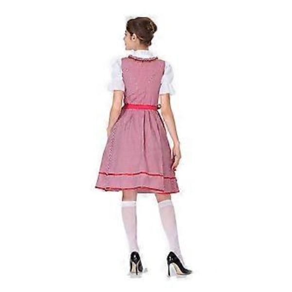 Naisten Oktoberfest-asu Saksalainen Dirndl-mekko Baijerilainen Karnevaalijuhla-asu (2XL Punainen)