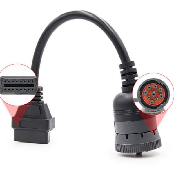 Lastbilskabel OBD1 till OBD2 Adapter för J1939 9 Pin 16 Bil