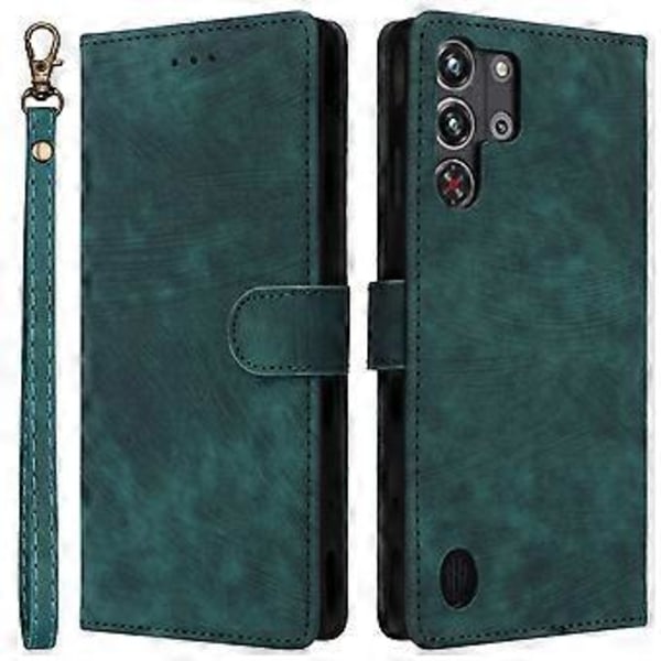 Til ZTE nubia Red Magic 10 Pro 5G/10 Pro+ 5G Wallet Case RFID-blokering PU Læder Cover Stativ View (Grøn)