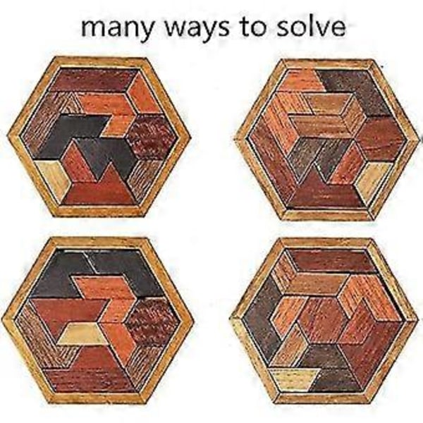 Hex Tangram Pussel Familj Interaktivt Träpussel Utmanande Pussel Trä Brain Teaser Pussel