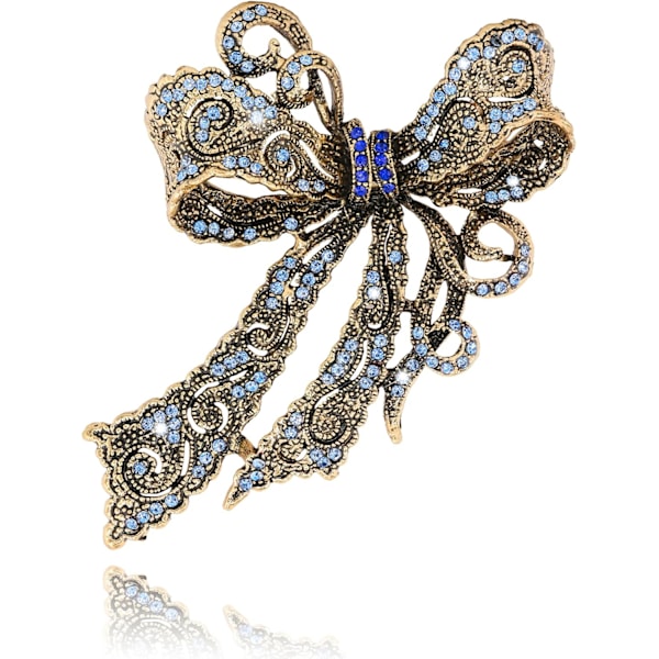 Rhinestone Bow Brosch Vintage Kristall Stor Rosett Broscher för Kvinnor Brosch Pin Bröllop Mode Smycken Tillbehör,Wo
