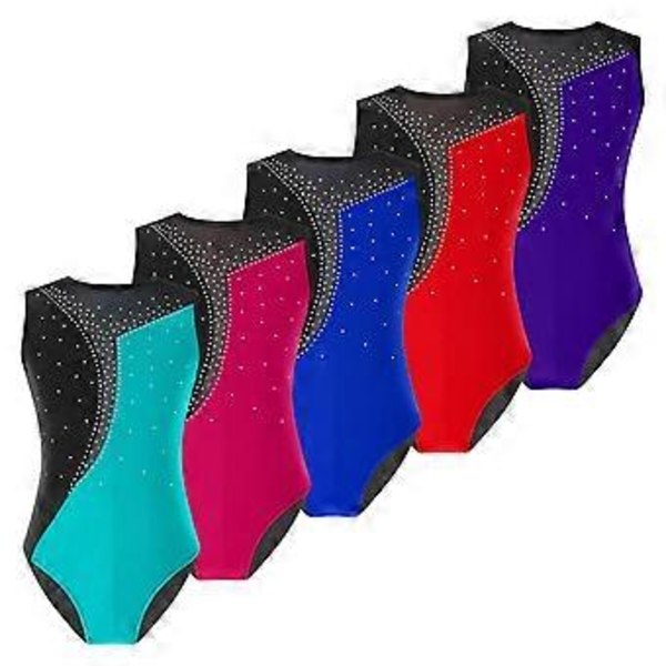 Flickor Ärmlös Kontrastfärg Gymnastikdräkt Konståkning Gymnastik Danskläder (5-6 År hot pink)