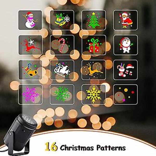 Julelys med LED-projeksjon 16 Julerutiner Laserlys Projektorlampe (EU-plugg)