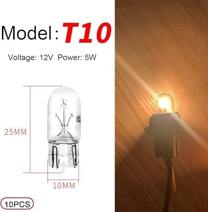 10 stk. Hvide T10 LED-pærer, 5W Nummerpladelys, Nummerplade Side Mark