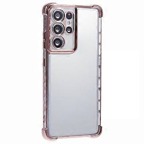 Samsung Galaxy S21 Ultra 5G Kirkas TPU-takakuori Puhelinkotelo Galvanoidulla Sydänkuviolla (Tyyli E)