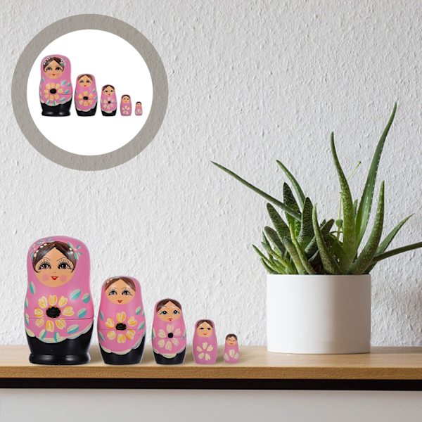 5 st Trä Ryska Nesting Dolls Dockor Trä Dockor Leksak Barn