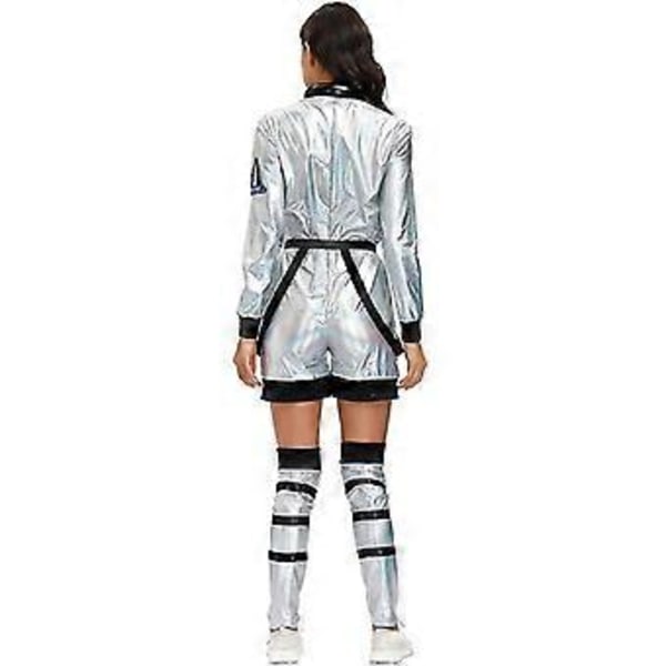 Unisex Astronautdräkt Dam Herr Silver Rymddräkt Halloween Rymdman Dräkt (XL dam)