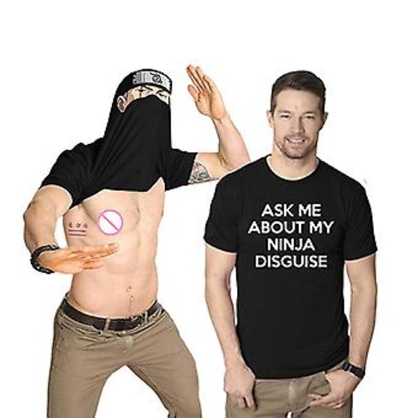 Flip Mask Fun Kortærmet Åndbar Rundhals Sommertop Til Kvinder Mænd (110 Sort Hokage)