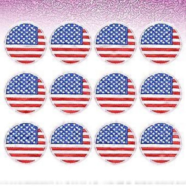12 stk Runde Nationalflag Patches Tøj Patches Klud Patches Sticker Mode Broderi Applikation til Tøj Jeans Hat