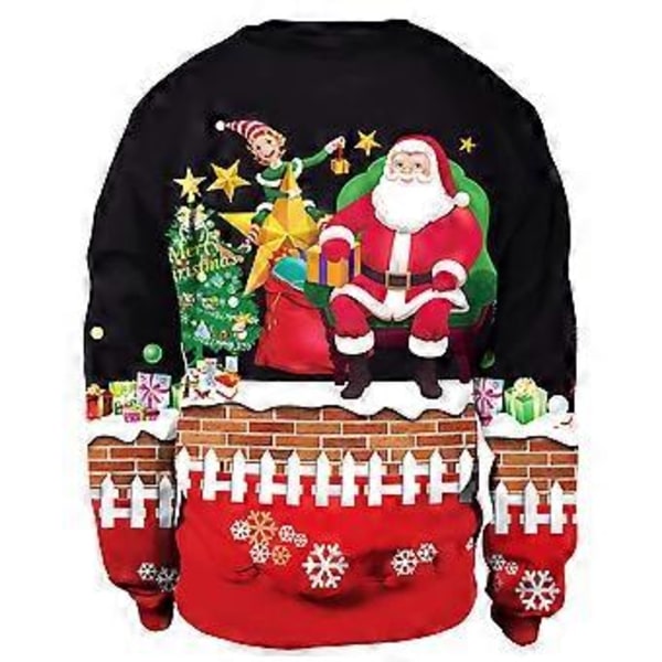Jultryckta Partröjor för Kvinnor och Män Långärmad Pullover Jumper Julparty Nyhet Toppar Semesterpresent (L B)