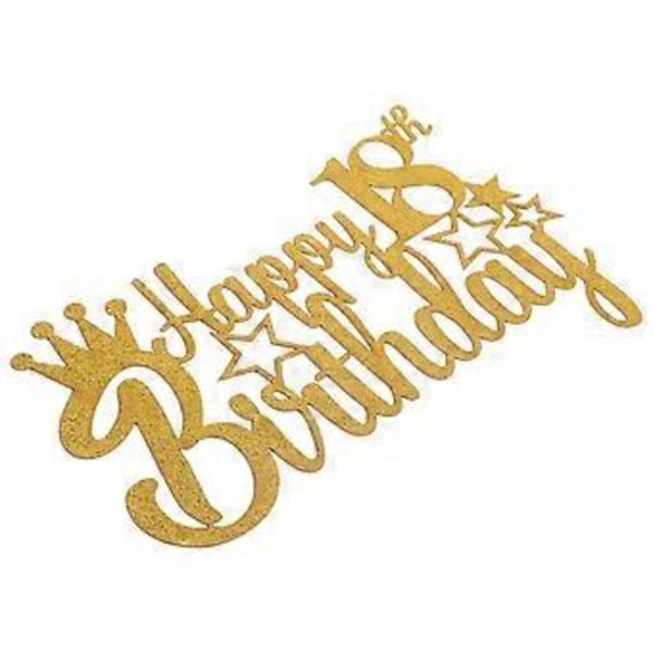 Gratulerer med dagen kake topper cupcake topper bursdag kake dekorasjon 18 årsdag kake topper (gyllen)