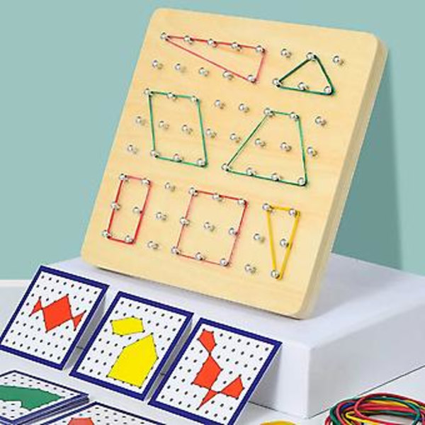 Puinen Geoboard Geometrinen Luovuus Naula-taulu Lapsille Graafinen Matemaattinen Opetuslelu (18x18cm)