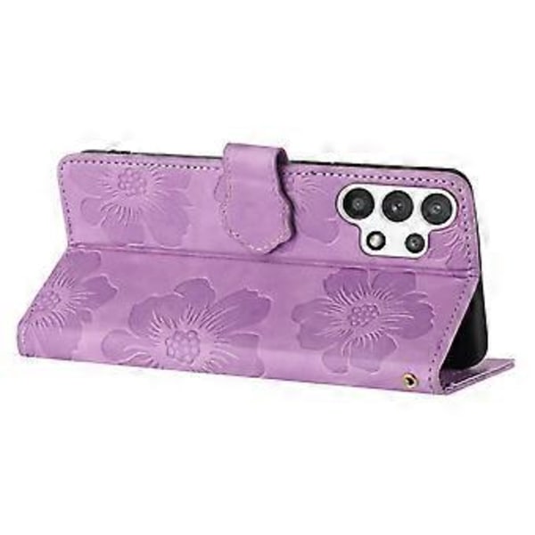 Til Samsung Galaxy A32 5G/M32 5G PU Læder Wallet Cover Blomster Prægning Telefon Cover med Støttefod (Style B)