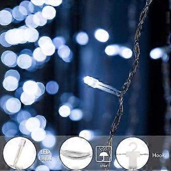 Jouluikkunan valoketju 3,5 m 96 LED Lumihiutalevaloketju Joulukoristeet sisä- ja ulkotiloihin Ikkunaan (Valkoinen)