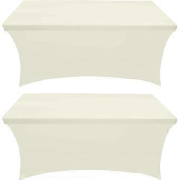 Köksspänntäcke Bordduk 2-pack [180 cm, Elfenben] Åtsittande, Passform, Tvättad och Skrynkelresistent Stretch Rektangulär Uteserveringstabellöverdrag