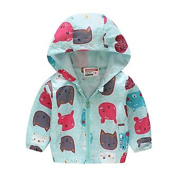 Kids Boys Girls Zipper Hooded Pocket Jacket Windbreaker Outwear(7-8 Years Green Animals)